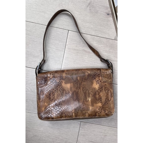 VTG Authentic VALENTINO SNAKE LEATHER SHOULDER MID BAG TAN - Picture 11 of 16
